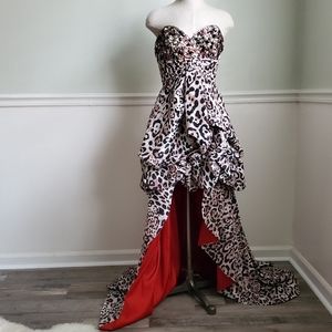 Jovani High Low Leopard with Red Lining 😱